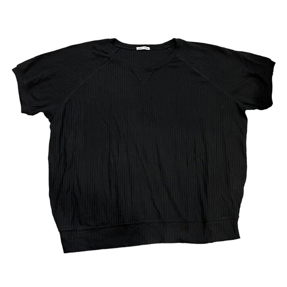 Sweet Romeo Black Waffle Knit Top 1X